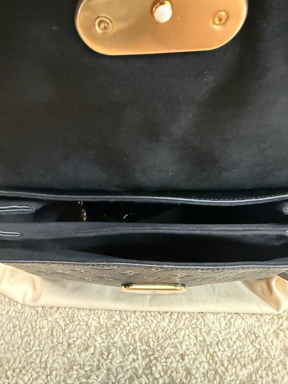 Louis Vuitton Black Monogram Empreinte Top Handle Satchel with Gold Lock - Picture 5 of 8